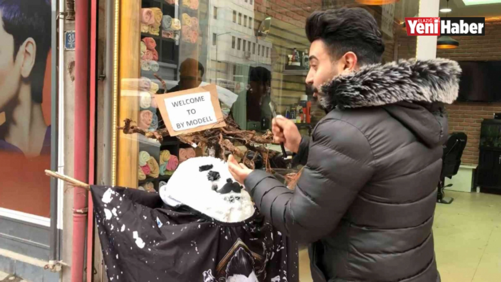 Berber müşteri bulamayınca kardan adamı tıraş etti