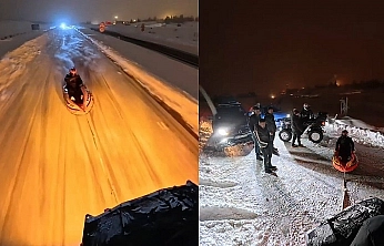 Botu Kızak Yapıp, ATV Aracıyla Çektiler