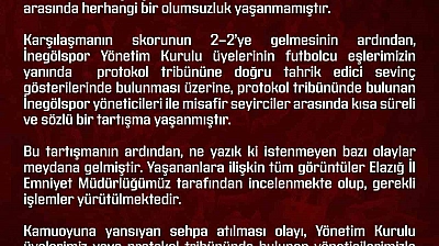 Elazığspor'dan olaylara ilişkin açıklama