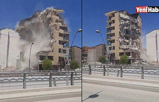 Elazığ'da 8 Katlı Bina Bakın Nasıl Yıkıldı!