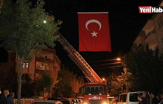 Elazığlı şehidin baba ocağına Türk bayrağı asıldı