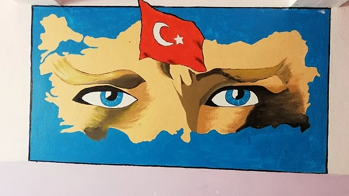 Okul duvarlarına milli değerler nakşedildi 
