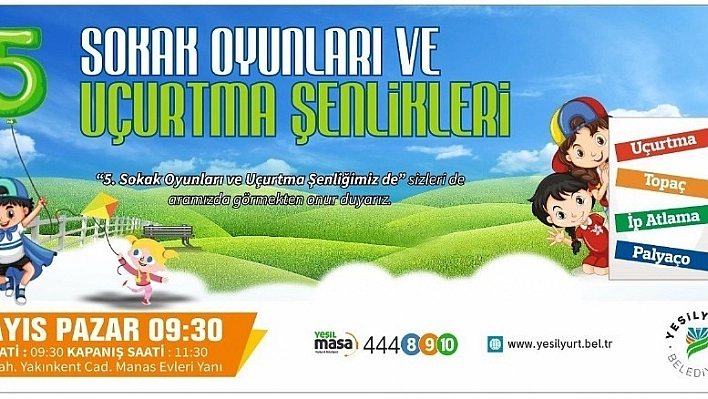 Yeşilyurt Belediyesi'nden Sokak Oyunları ve Uçurtma Şenliği 