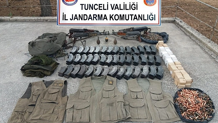 Tunceli'de toprağa gömülü cephanelik ele geçirildi 