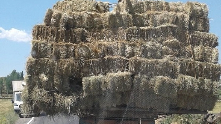 Traktör, yükünün altında kayboldu 