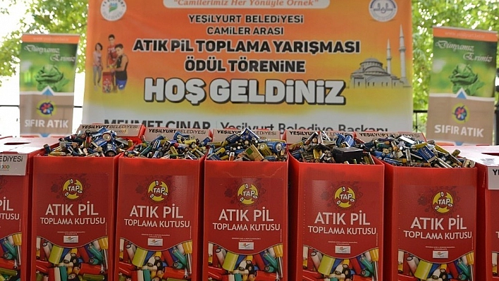 Yeşilyurt'taki 161 camide 665 kilo atık pil toplandı 