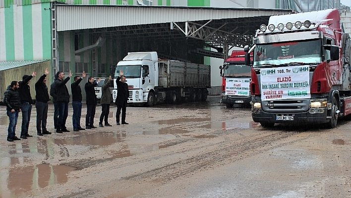 Elazığ'dan Suriye'ye 10 tır un gönderildi 