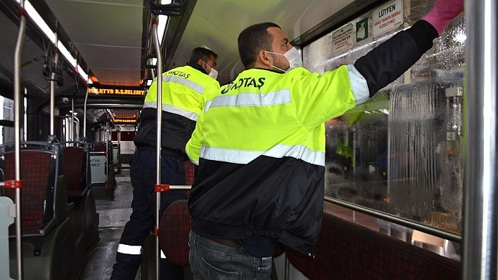 MOTAŞ araçları dezenfekte ediliyor 
