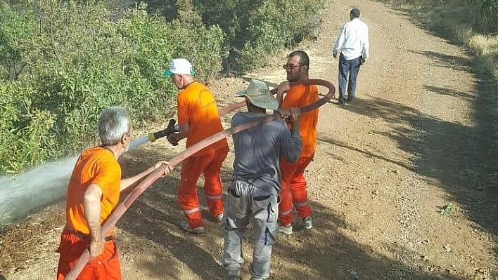 Yangın ormanlık alana sıçramadan söndürüldü 