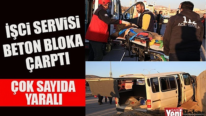 İşçi Servisi Beton Bloka Çarptı