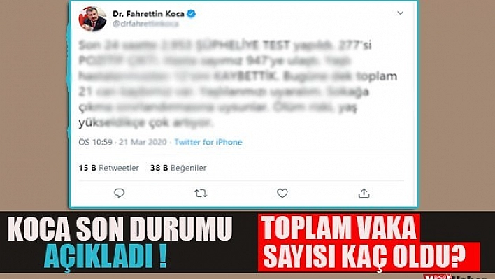 Son Dakika! Sağlık Bakanı Açıkladı