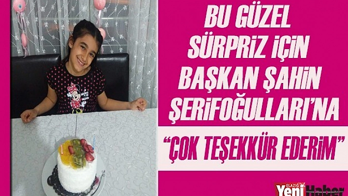 'Bu Güzel Sürpriz İçin Başkan Şerifoğulları'na Çok Teşekkür Ederim'