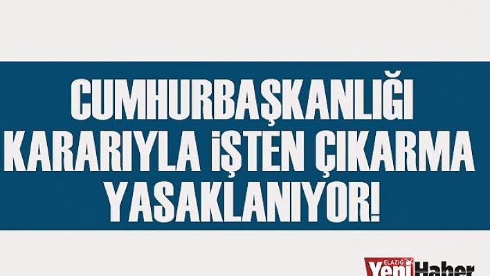 İşten Çıkarma 3 Ay Yasaklandı!