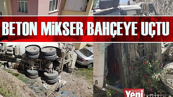 Beton Mikseri 5 Metre Yükseklikten Bahçeye Uçtu Eve Çarptı