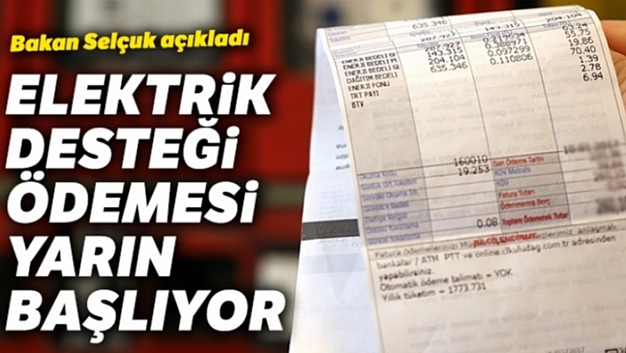 Elektrik desteği ödemesi başlıyor!
