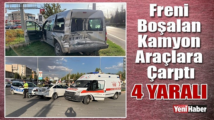 Freni boşalan kamyon araçlara çarptı: 4 yaralı