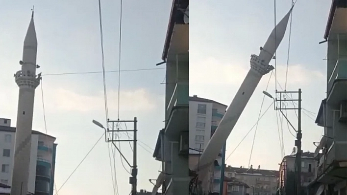 Hasar Gören Minare Yıkıldı