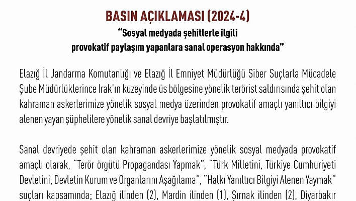 Şehitler üzerinden provokatif paylaşım yapan 12 hesap tespit edildi, yasal işlem başlatıldı