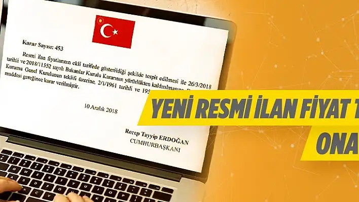 Resmi İlan Tarifesi Belirlendi!