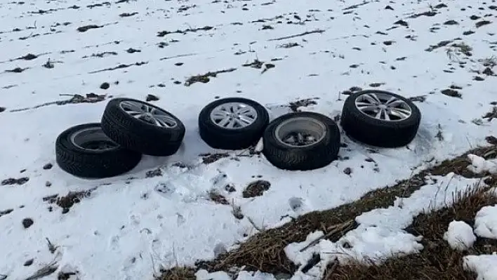 Çalınan Otomobil Lastikleri Arazide Bulundu