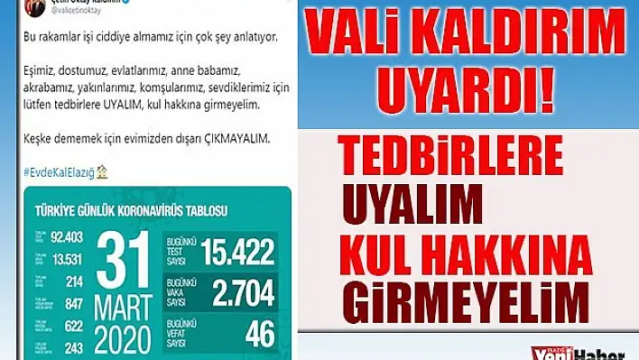 Vali Kaldırım Uyardı!