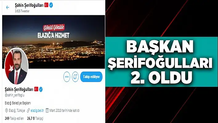 Başkan Şerifoğulları 2. Oldu