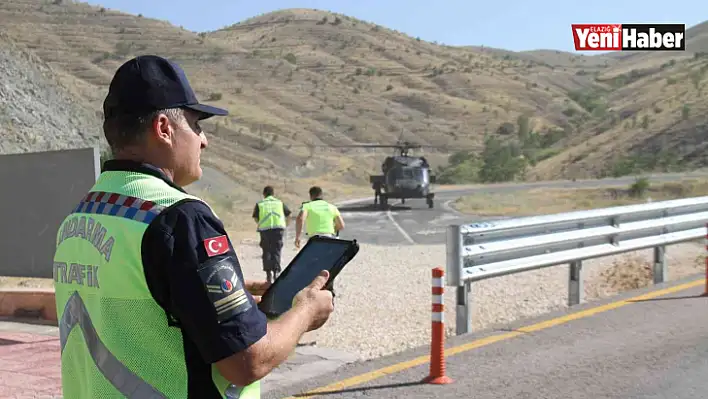 Elazığ'da bayram tatili dönüşü helikopter destekli trafik denetimi