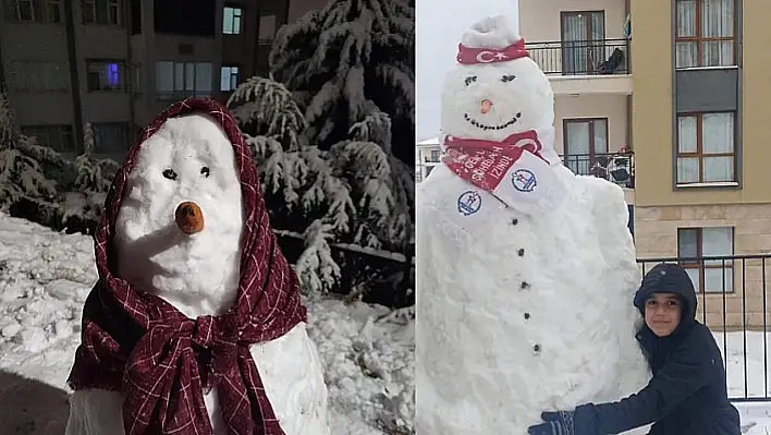 Elazığ'da İlginç Kardan Adamlar