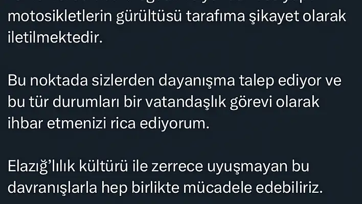 Elazığ Valisi Hatipoğlu'ndan vatandaşlara çağrı